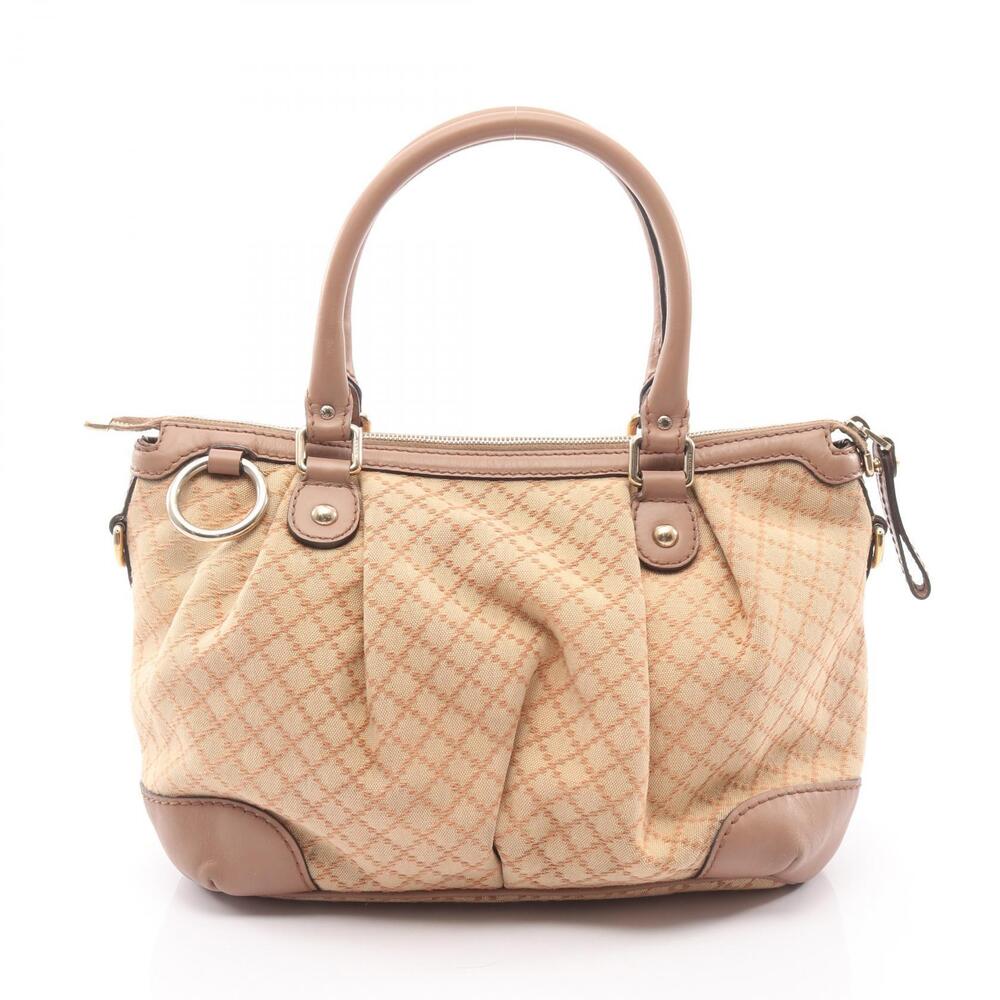 Gucci Sukey Diamante Handbag canvas leather beige